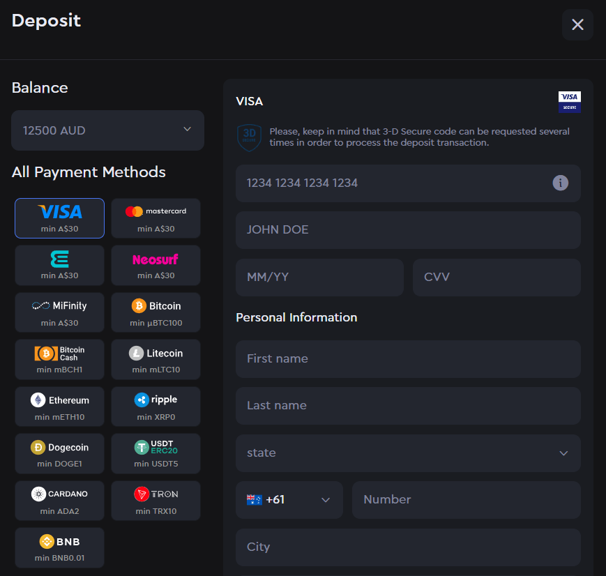 SkyCrown Casino Payments